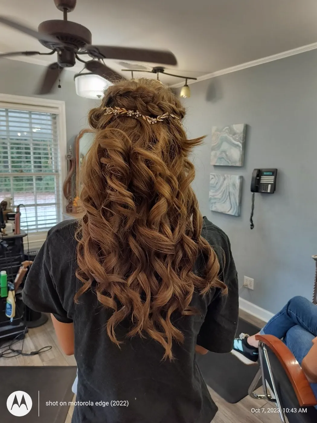 Long curled half-up style for an event